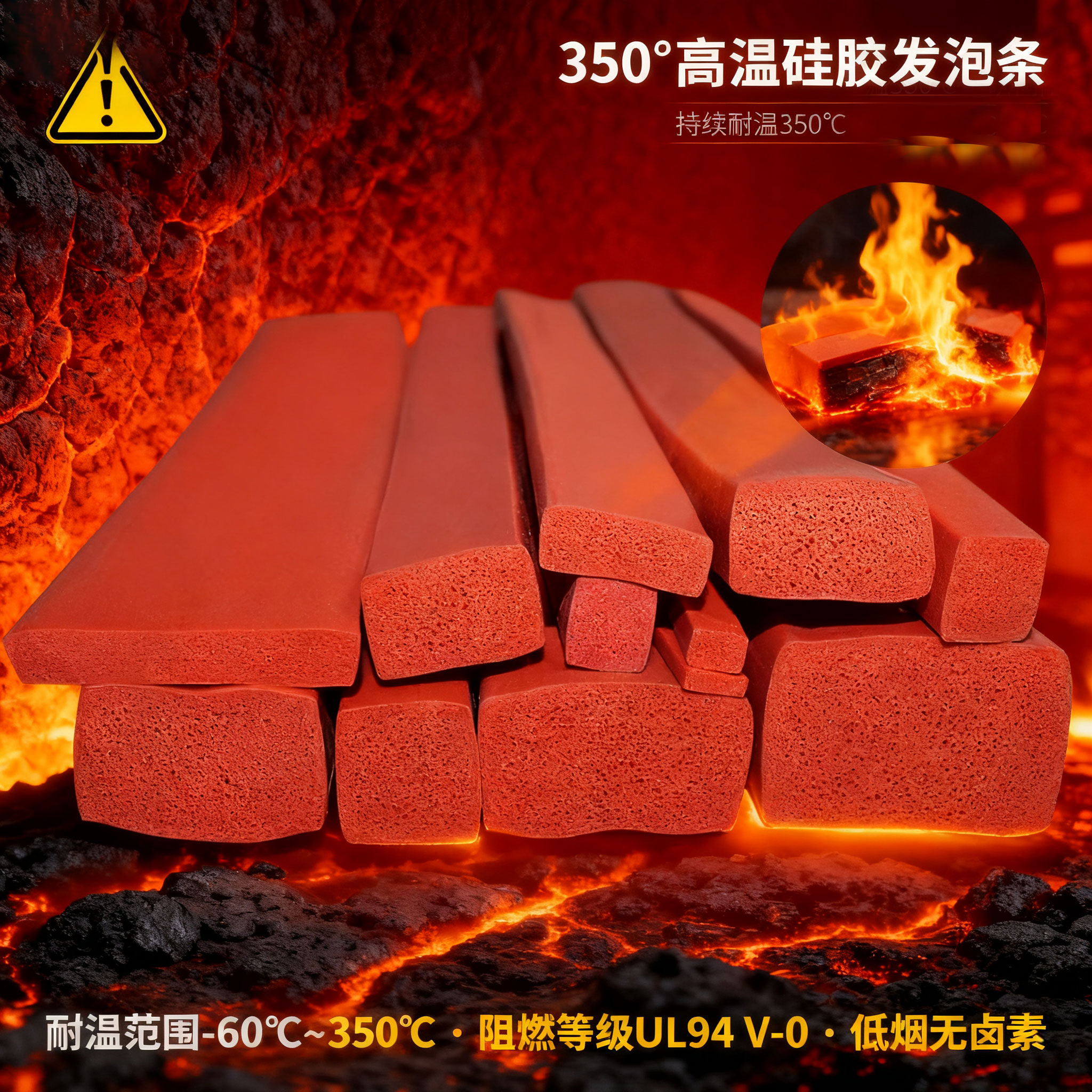 350°高溫硅膠發泡條