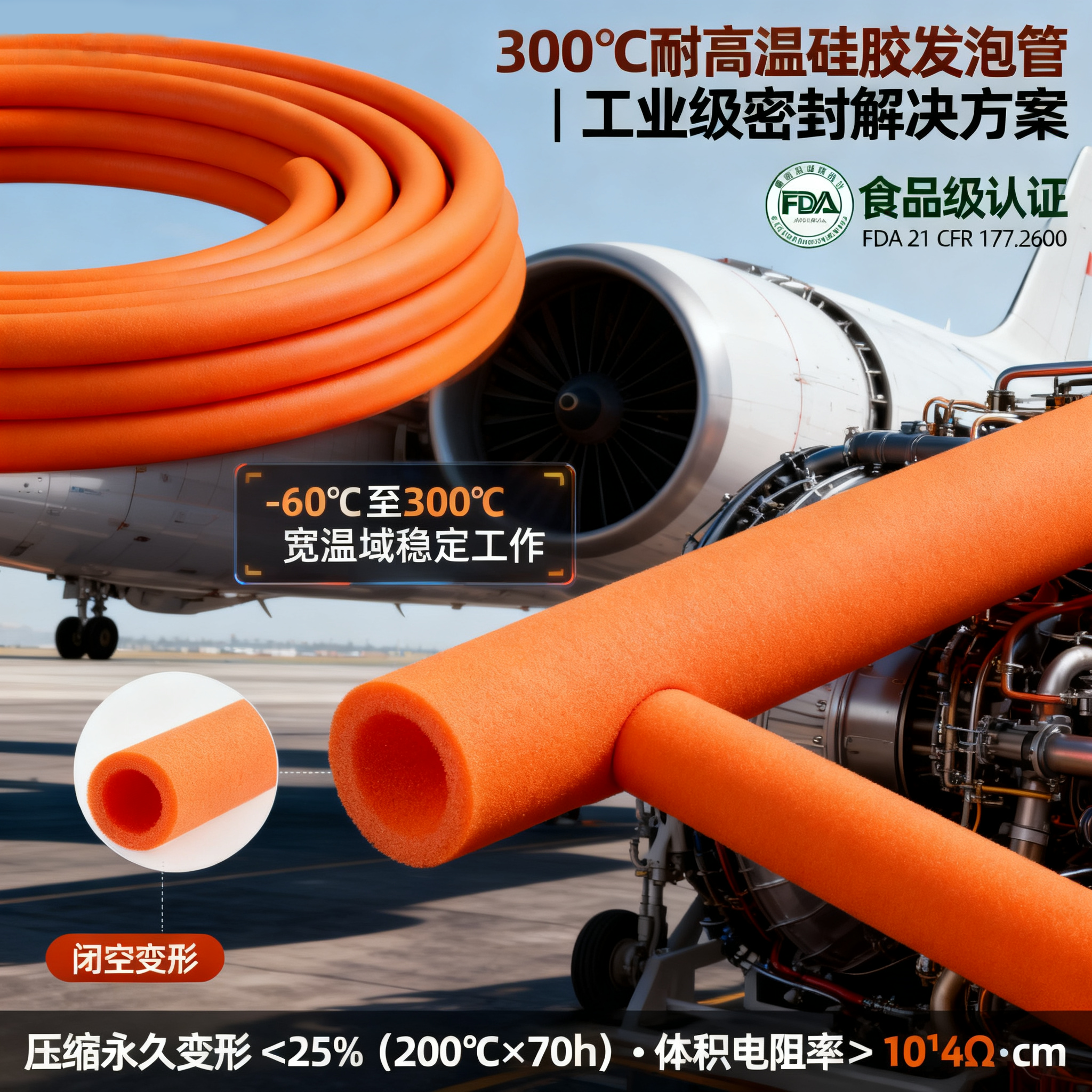 300度高溫硅膠發(fā)泡管